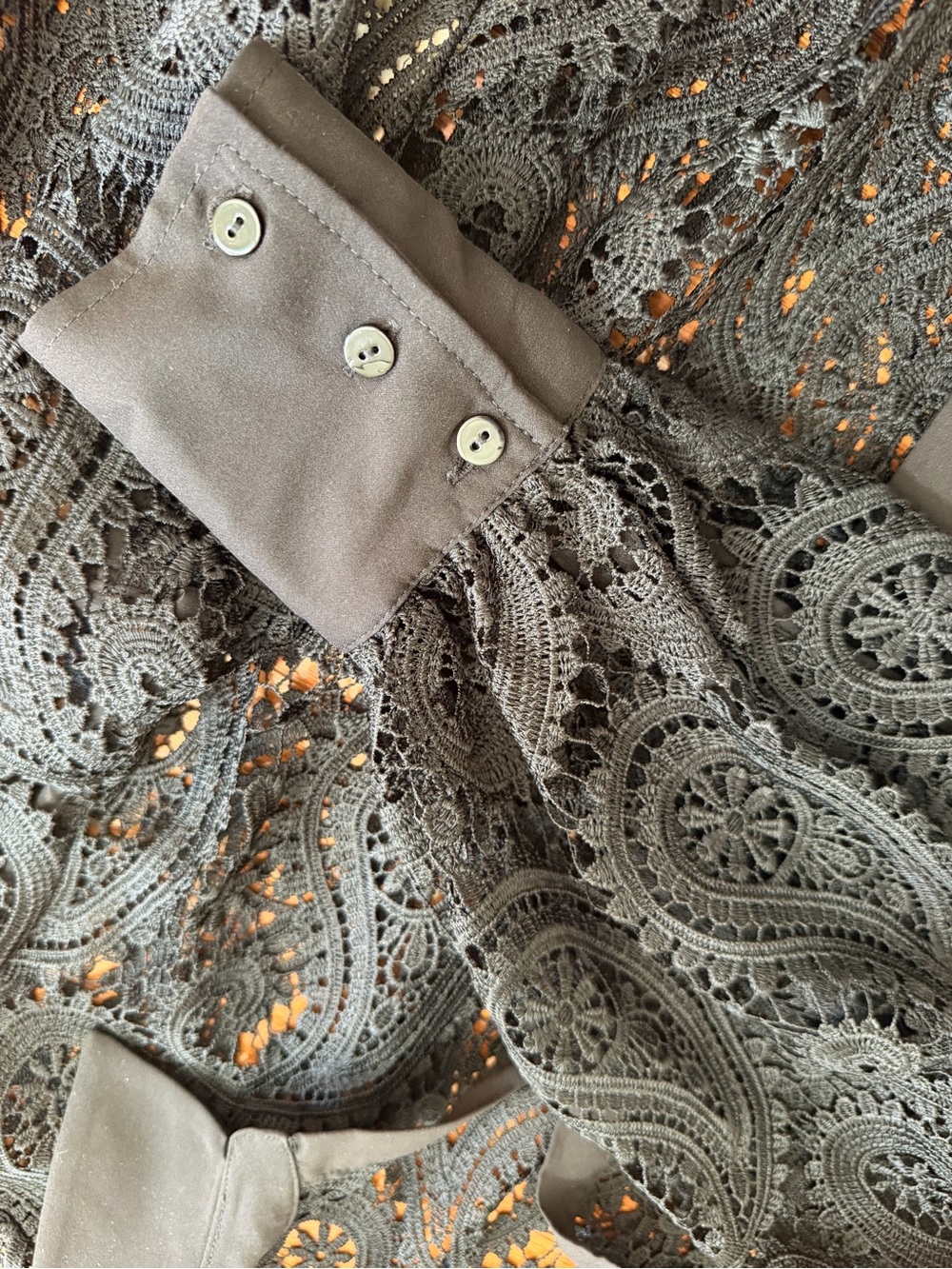 L’agence Black Lace Cropped Button-Up Blouse XS - Picture 5 of 6
